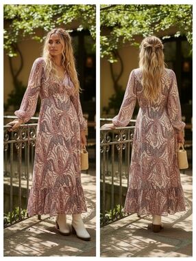Free People Mirage Maxi Dress in Tea Combo